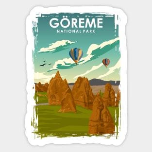 Goreme Minimal Retro National Park Travel Poster Turkey Sticker